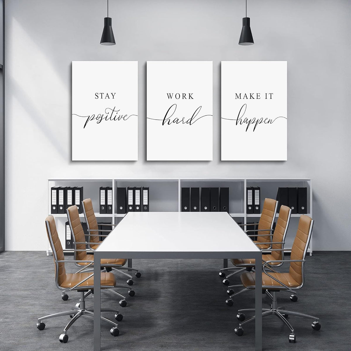 Framed Canvas Wall Art Positive Quote, Office Art, White Large Poster, Motivational Artwork Set of 3 Prints, Inspirational Poster Prints (G-3pcs,12x16inchx3pcs)