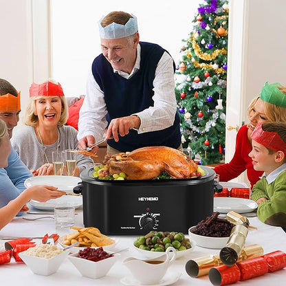 20 Quart Electric Roaster Oven with Self-basting Lid, Turkey Roaster Oven with Removable Pan and Rack, Black