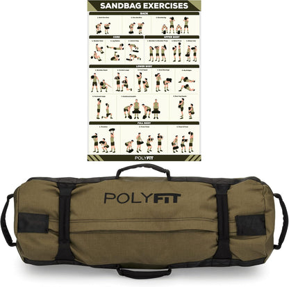 Polyfit Classic Sandbag - Heavy Duty Workout Sandbag for Fitness with 8 Gripping Handles for Sand Bag Weight Training - Multiple Colors & Sizes
