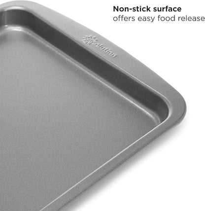 Ecolution Non-Stick Toaster Oven Bakeware Set 4-Piece, Carbon Steel, Easy to Clean and Perfect for Single Servings, Gray