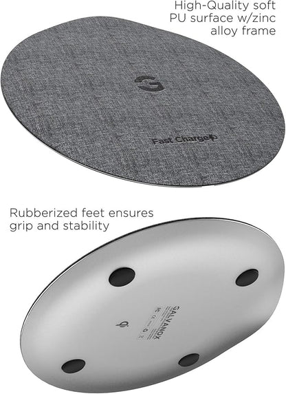 Encased Wireless Charger Pad for Samsung Models (Quick Charge 3.0) (Fast Charging Qi Enabled) Non-Slip, Case Compatible (Premium Metal Construction)