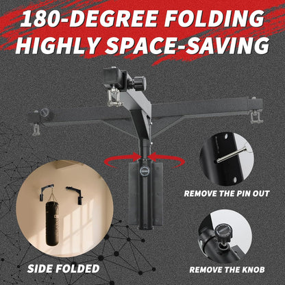 Heavy Bag Hanger Wall Mount Punching Boxing Bag Bracket -Square Tube, Heavy Duty Adjustable Length & Height for Boxing, Taekwondo, Muay Thai Bags, for Home Gym Installation