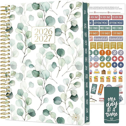 bloom daily planners 2026-2027 Planner - Academic Year (July 2026 - July 2027) Monthly & Weekly Soft Cover Planner for Women - 13 Month Inspirational Agenda Book with Stickers - 5.5" x 8.25" - Boho Greenery