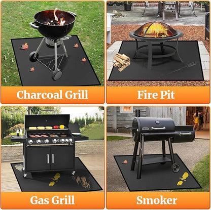 36" Square Fire Pit Mat/Under Grill Mat Fireproof Waterproof Oil-Proof, 4 Layers Fireproof Mat Fire Pit BBQ Pad Protect Mat for Deck Patio Grass Outdoor Wood Burning Fire Pit and BBQ Smoker