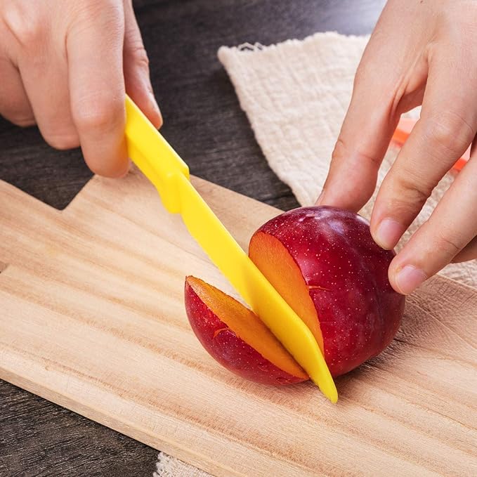 JOVITEC 10 Pieces Kid Knife Plastic Kids Safe Knives for Real Cooking, Nylon Children Toddler Cooking Kitchen Set Bulk for Bread, Lettuce and Salad