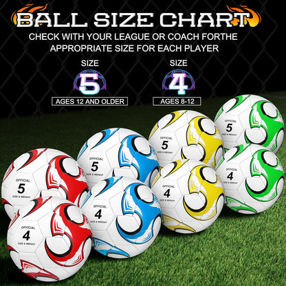 Lenwen 12 Pcs Soccer Balls with Pump Bulk Official Size 5 4 3 Kids Teen Adult Indoor Outdoor Sports Soccer Ball Toddler Youth Gift for Training Game Practice Christmas Operation