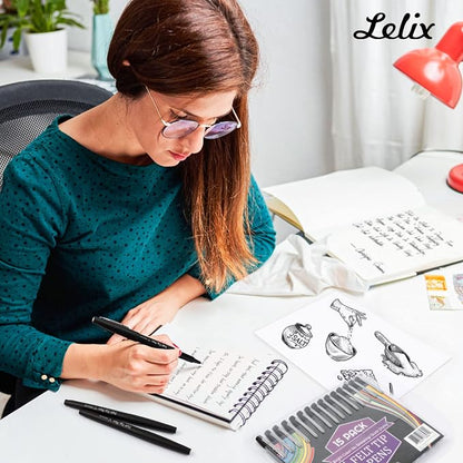 Lelix Felt Tip Pens, 40 Black Pack, 0.7mm Medium Point, Felt Tip Markers Pens for Journaling, Writing, Note Taking, Planner, Perfect for School Office and Art Supplies