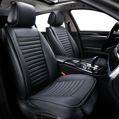 2pc Car Seat Covers, Luxury Car Protectors, Universal Anti-Slip Driver Seat Covers, Edge Wrapping Front Car Seat Covers with PU Leather(Black)