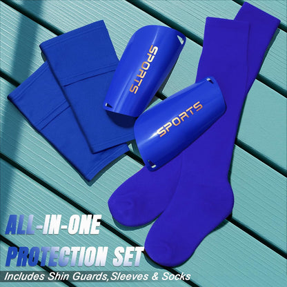 XZQTIVE Soccer Shin Guards with Shin Sleeves and Soccer Socks, Football Shin Pads Set for Kids Youth and Adult
