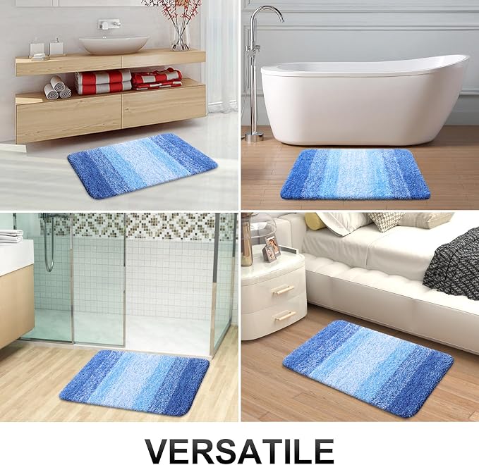 OLANLY Bathroom Rugs Mat 30x20, Extra Soft Absorbent Microfiber Bath Rugs, Rubber Backing, Quick Dry, Washable Bath Mats for Bathroom Floor, Tub and Shower, Home Decor Accessories, Light Royal Blue