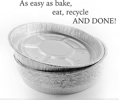 9" Aluminum Foil Pie Tins (25 Pack), Disposable Aluminum Pie Pans, Foil Pans for Baking, Cooking, Freezer Safe, Round Foil Pans, Foil Plates Perfect for Quiche, Tarts, Pies, & Takeout Spare Essentials