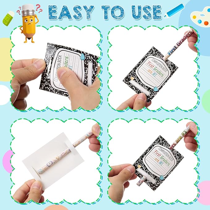 Tenceur 24 Set Back to School 1st Graders Pencils & Cards Gifts Bulk