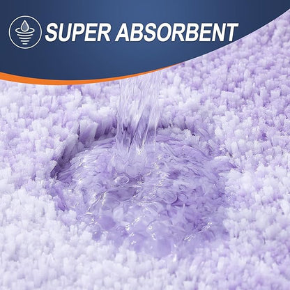 OLANLY Luxury Toilet Rugs U-Shaped 24x20, Extra Soft and Absorbent Microfiber Bathroom Rugs, Non-Slip Plush Shaggy Bath Mat, Machine Wash Dry, Contour Bathroom Mats for Toilet Base, Light Purple