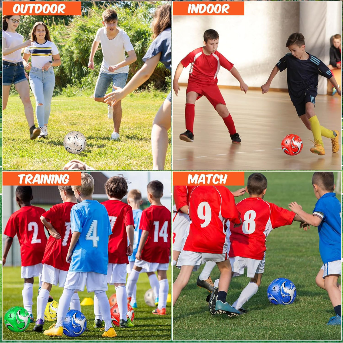 6 Pcs Operation Christmas Soccer Ball Bulk with Pump Needles, Size 3 4 5 Deflated Soccer Ball Gift for Youth Adult Game Training Practice Christian Charity Donation Supplies