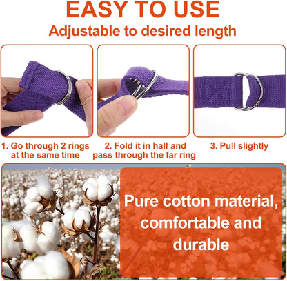 10 Pcs Yoga Strap for Stretching Bulk 6ft Exercise Stretch Band with Metal D Ring Adjustable Pilates Non Elastic Yoga Stretch Belt for Women Men Physical Fitness Gym Workout Dance
