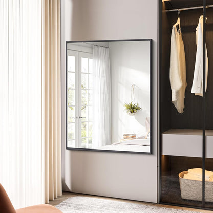 Bathroom Mirror,36x48 inch Large Wall Mirror for Bathroom Wall Mounted Black Rectangle Corner Mirrors,Black Bathroom Mirror for Living Room,Farmhouse,Bedroom Entryway,Horizontal/Vertical