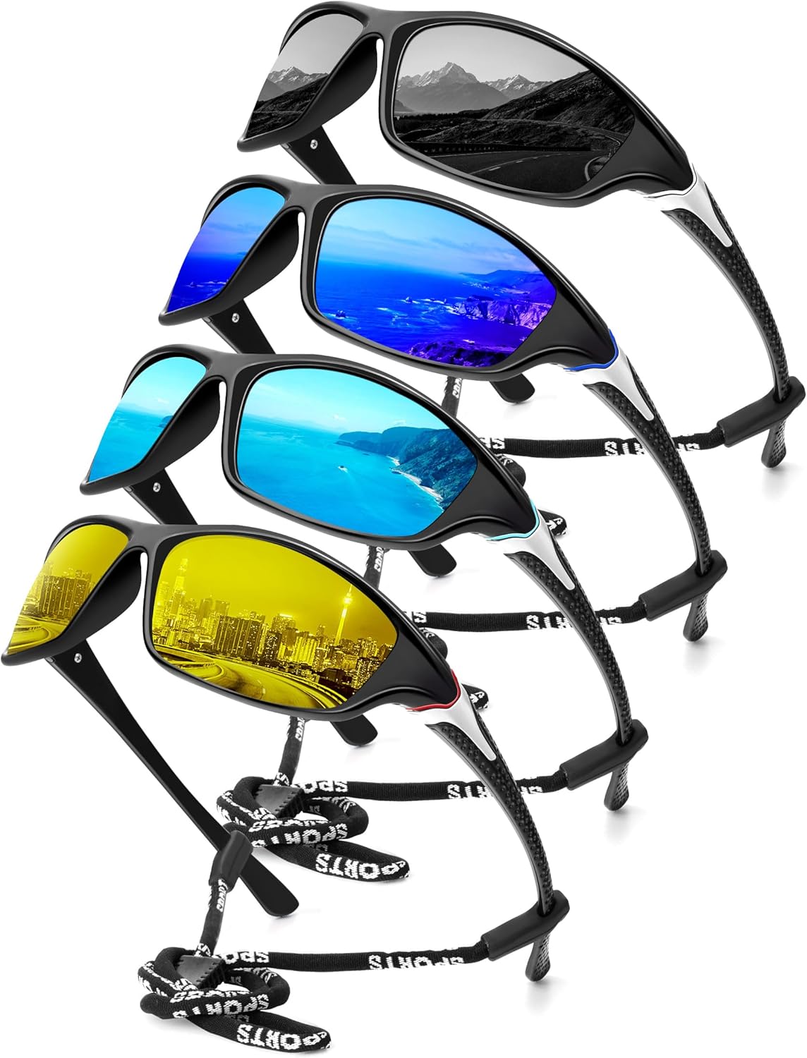 KALIYADI Polarized Sunglasses-Men Sports Sunglassses: Mens Sunglasses with UV Protection for Fishing Driving Cycling Running