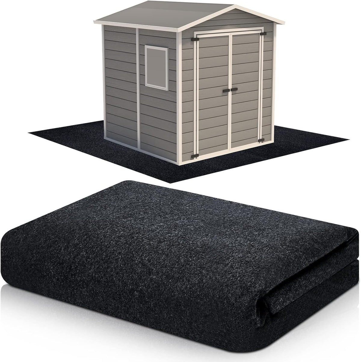 Haull Outdoor Storage Shed Floor Moat Waterproof Outdoor Carport Mat Thickened Soft Patio Furniture Pad Washable with Non Slip Backing, Storage Shed Not Included(2 x 5 ft)