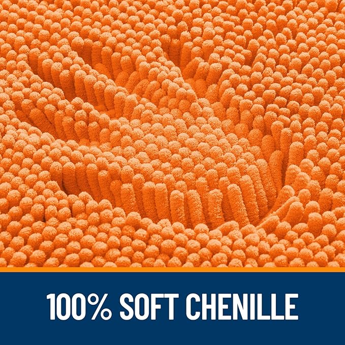 OLANLY Toilet Rugs U-Shaped 24x24, Extra Soft Absorbent Chenille Contour Bathroom Rugs for Toilet, Dry Quickly, Machine Washable, Non-Slip Bath Mat, Orange