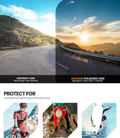 KALIYADI Polarized Sunglasses for Men, Sports Sun Glasses for Driving Cycling Fishing with UV protection