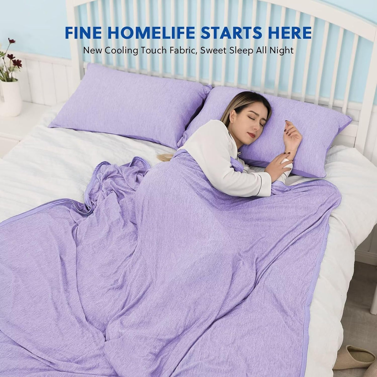 HOMFINE Cooling Blankets for Hot Sleepers - Summer Blanket Thin Lightweight Breathable Soft Double Side Enhanced Cooling for Bed Couch Sofa, Keep Cool for Night Sweats (Purple, 50 x 70 inches)