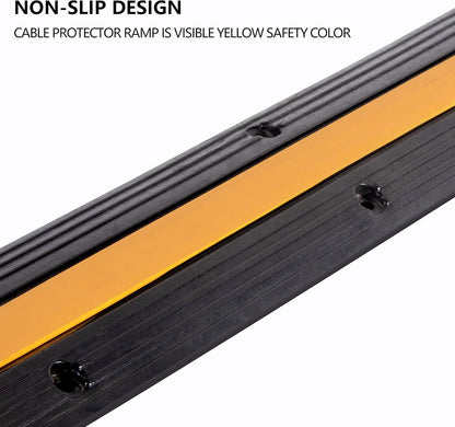 2 Pack Rubber Cable Ramp Hose Cable Protector Ramp 1 Channel 11000Lbs Load Capacity Traffic Speed Bump Wires Power Lines Extension Cord Cover for Indoor Outdoor