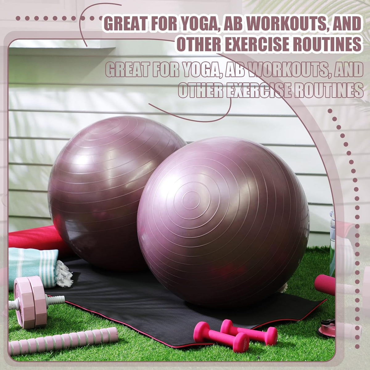 Leyndo 2 Pcs Yoga Ball Exercise Ball Large 26 Inch Exercise Anti Burst Birthing Fitness Ball with Pump, 26 Inches/ 65 cm for Improved Posture, Balance, Yoga, Pilates, Training