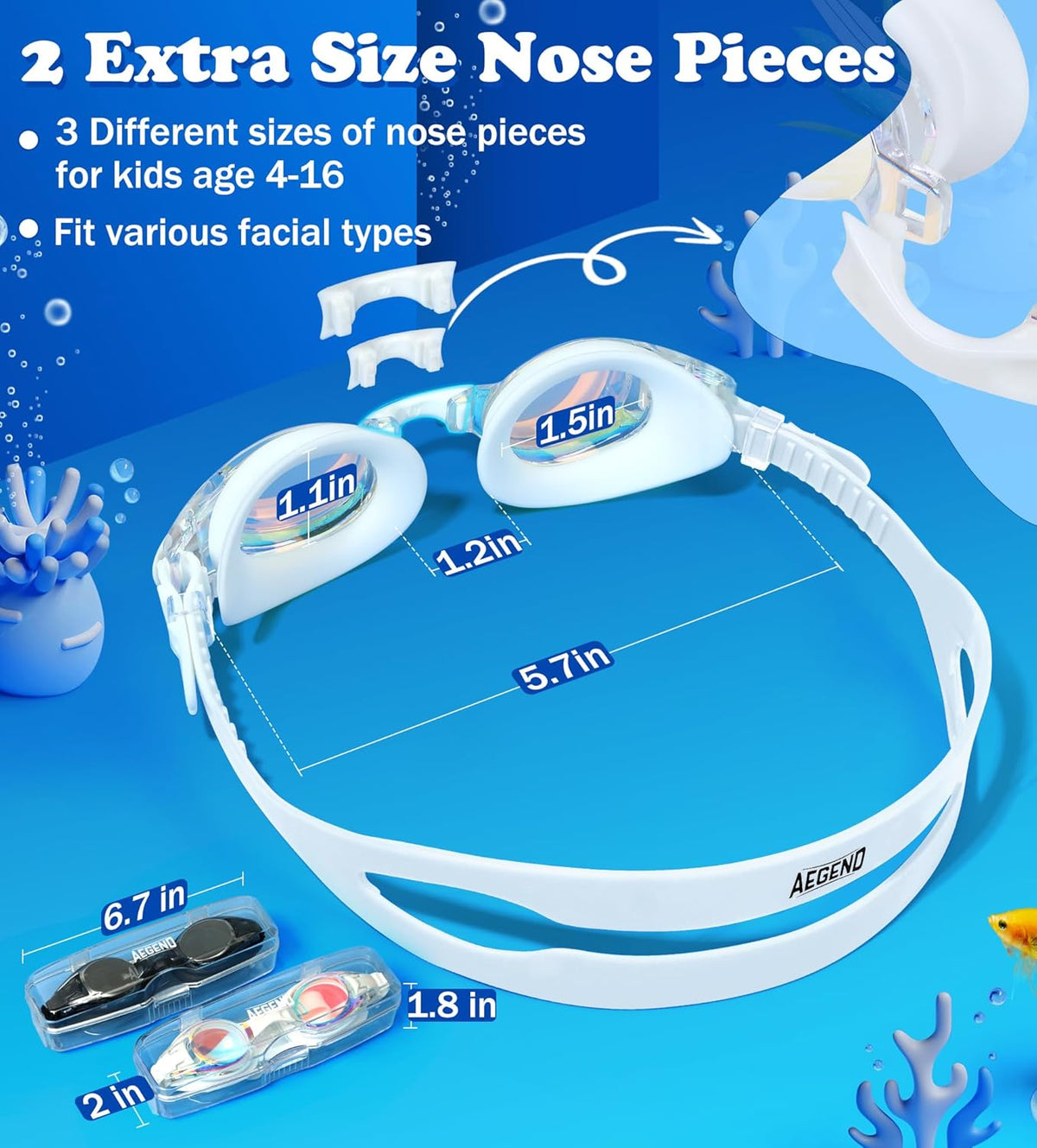 Aegend 2 Pack Kids Goggles, Swimming Goggles for Kids Age 4-16 Boys and Girls Youth, Anti-Fog Waterproof Anti-UV Pool Goggles