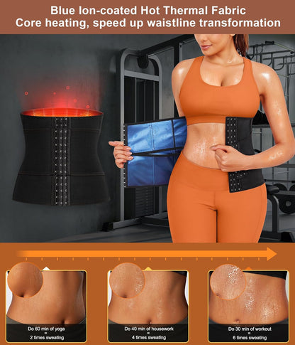 TrainingGirl Waist Trainer for Women Belly Working Out Trimmer Corset Sauna Sweat Belt Band Stomach Wrap Body Shaper Fajas