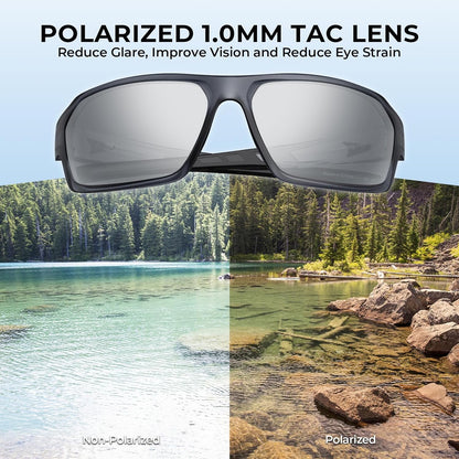 KastKing Chippewa Polarized Fishing Sunglasses, UV400 Protection Full Wrap Frame Sports Cycling Sunglasses, 1.0mm TAC Lenses