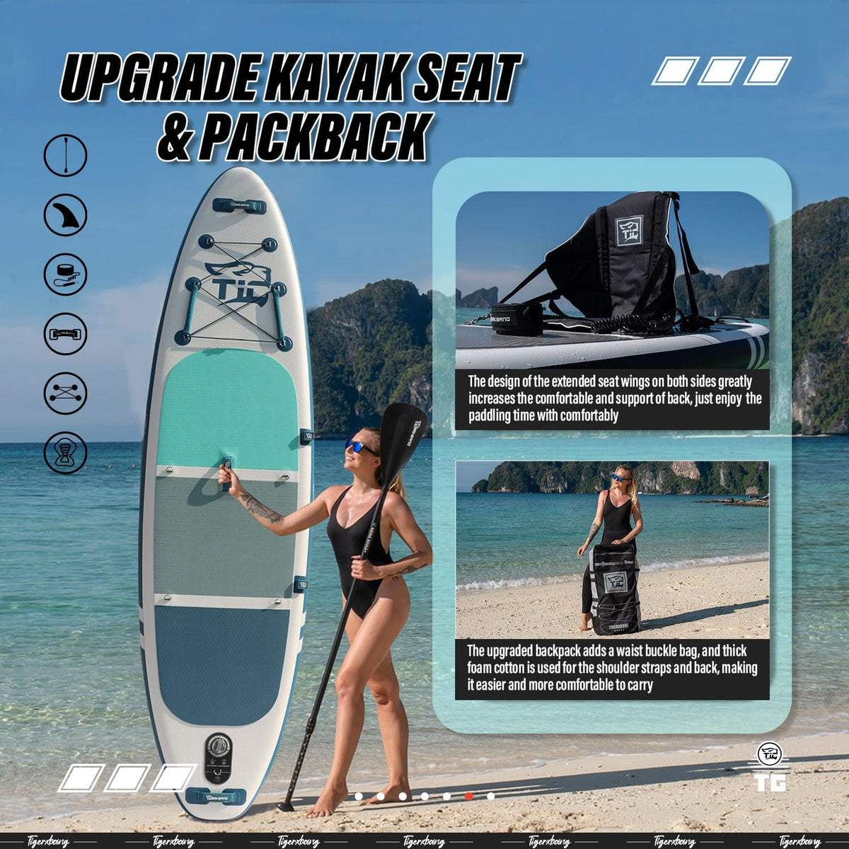 Inflatable Paddle Board with Premium SUP Board Accessories, Allround Paddle Boards for Adults/Kids,Stand Up Paddle Board Defender Collection