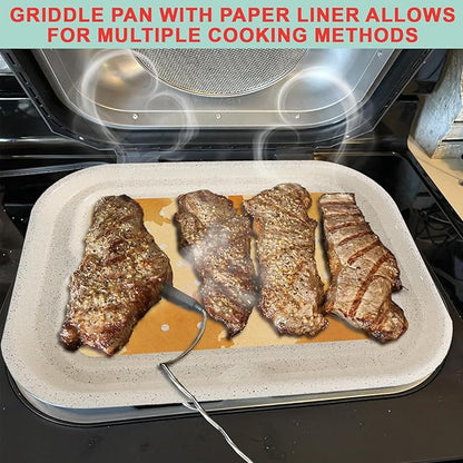 FG551 Upgraded Ceramic Griddle Pan for Ninja Foodi FG551/DG551 Smart XL 6-in-1 Grill Accessories, Non-Stick Flat Top Griddle Plate for Ninja Foodi DG551 Parts, 100 PCS Parchment Perforated Paper