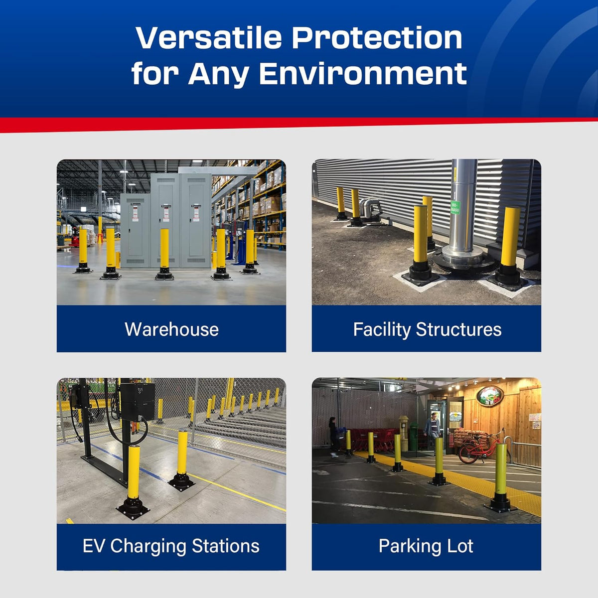 Impact Recovery - SlowStop Steel Rebounding Bollard - Metal Post - Safety Bollard - Made in the USA - 6" x 42"