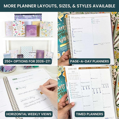 bloom daily planners 2026-2027 Hardcover Academic Year Goal & Vision Planner (July 2026 - July 2027) - 13 Months Agenda - Monthly & Weekly Calendar Organizer - 7.5" x 9" - Eucalyptus, White