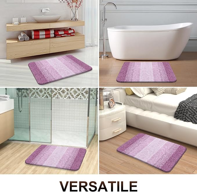 OLANLY Bathroom Runner Rugs Mat 47x17, Extra Soft Absorbent Microfiber Bath Rugs, Rubber Backing, Quick Dry, Long Bath Mats for Bathroom, Tub and Shower, Home Decor Accessories, Pinkish-Purple