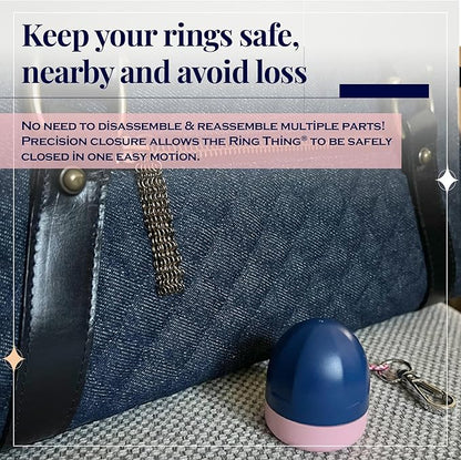 RING THING - Ring Holder Keychain, Jewelry Organizer and Storage, Portable Waterproof Ring Holder, Pill Box Keychain Container, Gym Accessory, and Travel Ring Case (Pink & Blue)