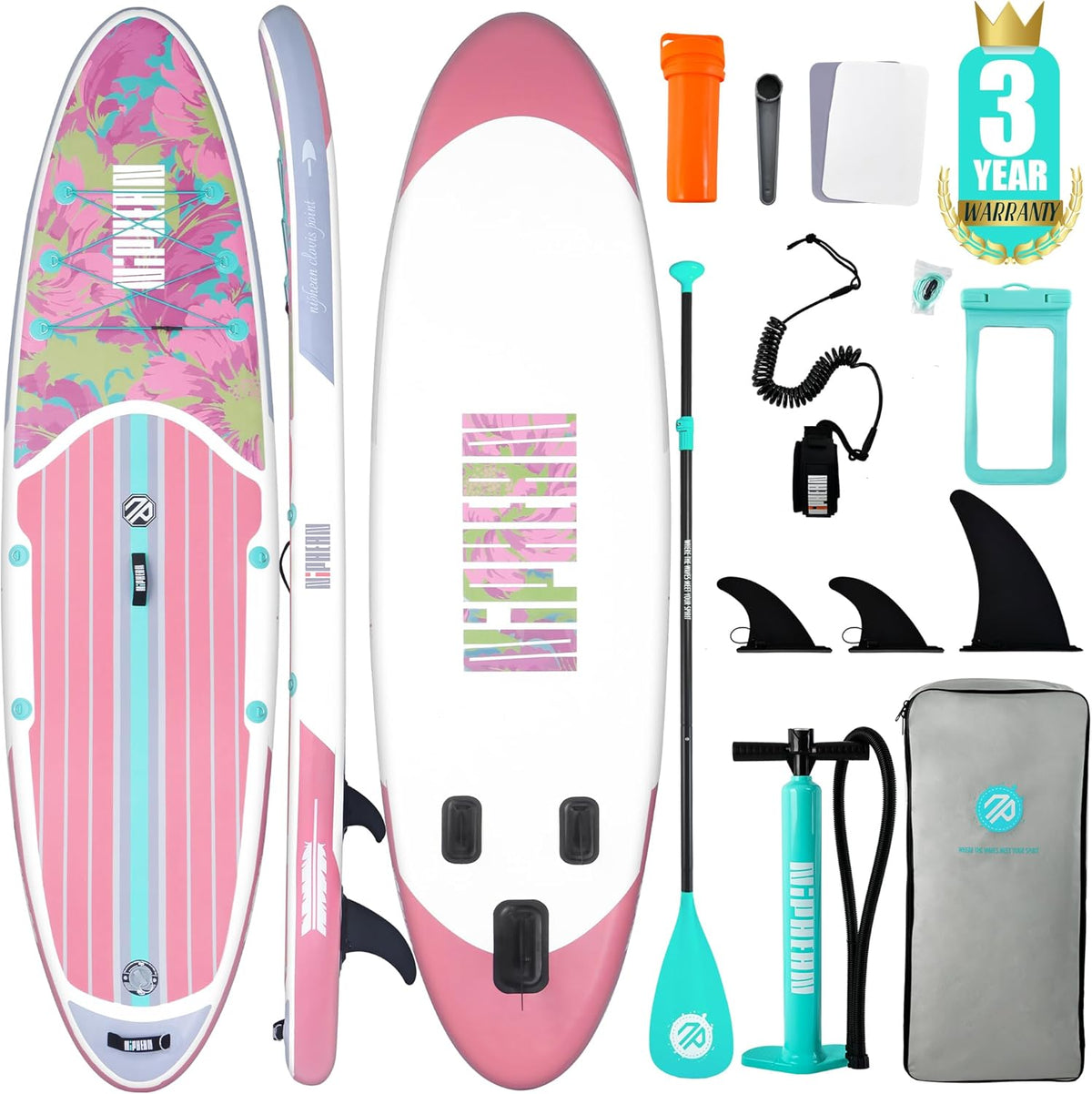 Niphean Inflatable Stand Up Paddle Board with SUP Accessories, Anti-Slip EVA Deck, 10’6’’ Inflatable Paddle Boards for Adults & Youth of All Skill Levels