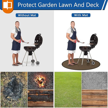 Anze 20" Tabletop Fire Pit Mat, 4 Layers Round Fireproof Mat Campatible with Solo Stove Melsa XL, Heat Resistant Small Rug for BBQ Grill, Non Slip Resuable Pad Solo Stove Accessories