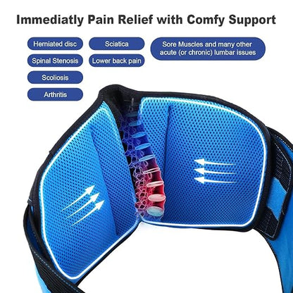 TIMTAKBO Lower Back Brace with Dual-Pulley System Black L/XL | Adjustable Lumbar Decompression Belt for Herniated Disc, Sciatica & Scoliosis – High-Support Back Brace for Men & Women