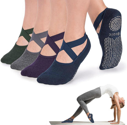 Ozaiic Yoga Socks for Women Non-Slip Grips & Straps, Ideal for Pilates, Pure Barre, Ballet, Dance, Barefoot Workout