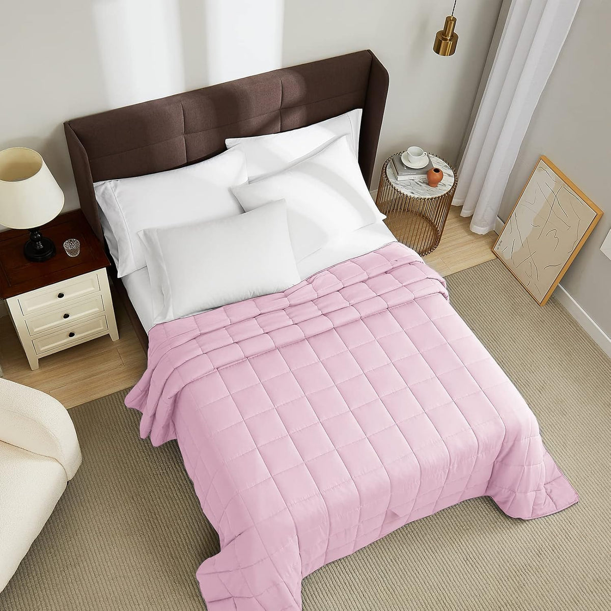 L'AGRATY Weighted Blanket - 88"x104" 25lbs Cooling Breathable Heavy Blanket Microfiber Material with Glass Beads for Adult All-Season Summer Fall Winter Soft Thick Comfort