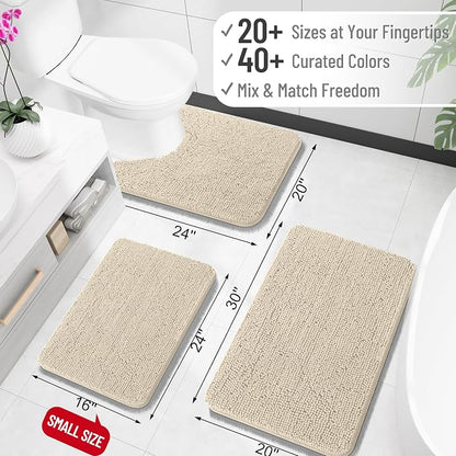 OLANLY Bathroom Runner Rugs 47x24, Extra Soft Absorbent Chenille Bath Rugs, Rubber Backing Quick Dry, Machine Washable Long Bath Mats for Bathroom Floor, Tub and Shower, Home Decor Accessories, Sand