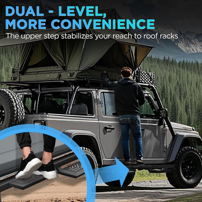 Running Boards Compatible with 2018-2025 Jeep Wrangler JL 4 Doors, Carbon Steel Coated Black Side Steps Nerf Bars