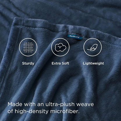 Bedsure Fleece Bed Blankets Full Size Mineral Blue - Soft Lightweight Plush Fuzzy Cozy Luxury Blanket Microfiber, 84x90 inches