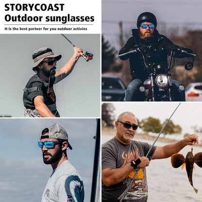 STORYCOAST Polarized Sports Sunglasses for Men Women Unbreakable Frame Cycling Fishing Driving