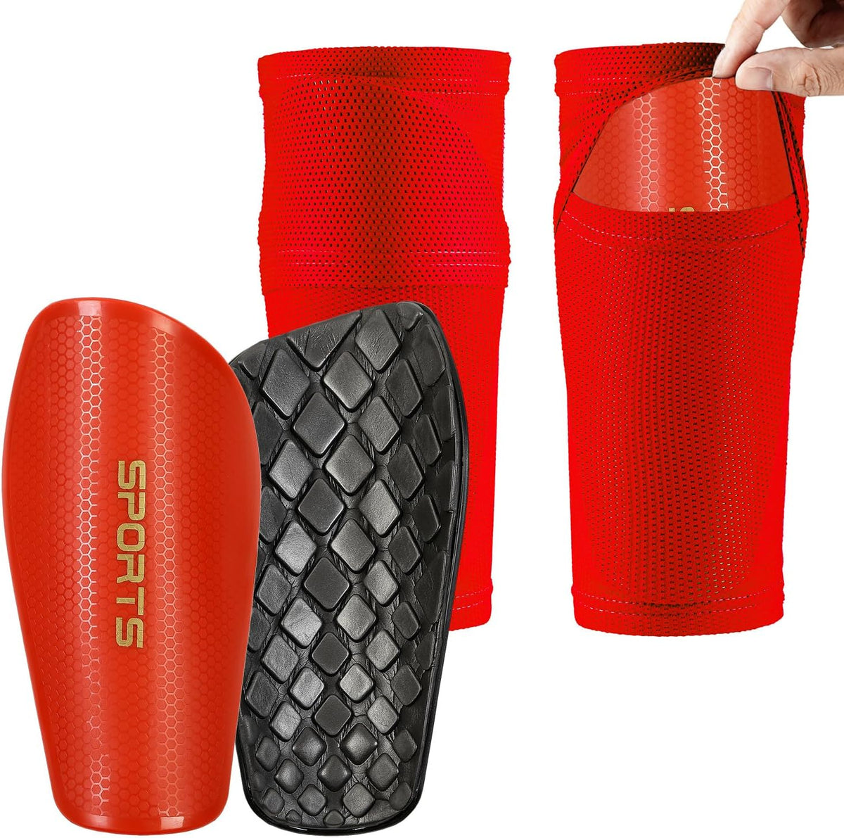 Soccer Shin Guards for Kids Youth and Shin Guard Sleeves Children's Calf Protectors for Boys Girls Kids Teenagers 3-5,5-10,10-15 Years Old Children