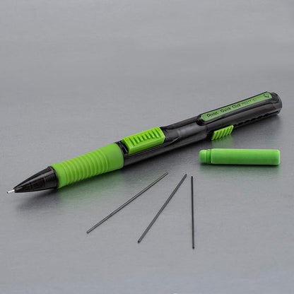 Pentel Quick Click Pop Mechanical Pencil, (0.7mm) Medium 2B Lead, Black Barrel W/Green Trim, Box of 12 (PD217AK)