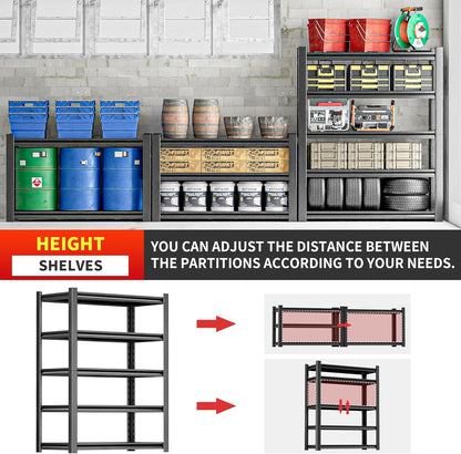 Heavy Duty Storage Shelves 5-Tier Adjustable Garage Shelving Unit, Strong Metal Storage Rack Shelving for Garage, Warehouse, Pantry Organization 16" D x36 W x72 H