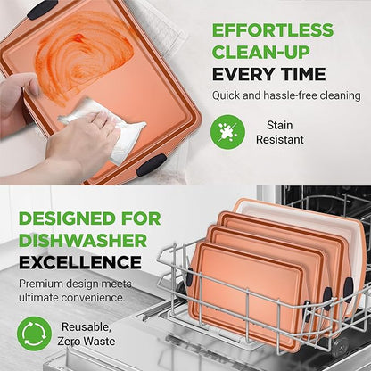 NutriChef 25-Piece Baking Pan Set, Nonstick Carbon Steel Bakeware, Includes 15 Cookie Sheets (3 Each 13", 17", 15") with Silicone Handles, 5 Rectangular Pans with Plastic Lids, PFOA/PFOS/PTFE Free