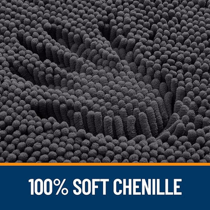 OLANLY Bathroom Runner Rugs 47x17, Soft Absorbent Chenille Bath Rugs, Rubber Backing Quick Dry, Machine Washable Long Bath Mats for Bathroom Floor, Tub and Shower, Home Decor Accessories, Dark Grey